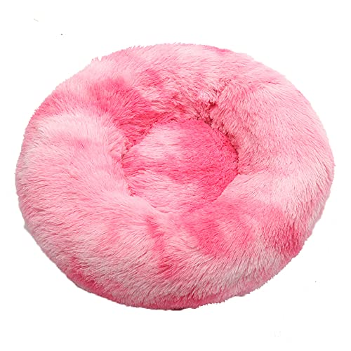 Lukery Hundebett Katzenbett Flauschig Rund aus Plüsch, Kuscheliges Donut Hundekissen und Katzenkissen Weiches Plüsch Hundeliege für Kleine, Mittelgroße und Große Haustiere (110CM,Rosa) von Lukery