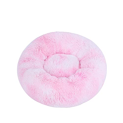 Lukery Hundebett Katzenbett Flauschig Rund aus Plüsch, Kuscheliges Donut Hundekissen und Katzenkissen Weiches Plüsch Hundeliege für Kleine, Mittelgroße und Große Haustiere (110CM,Tie-dye rosa) von Lukery