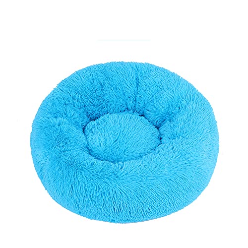 Lukery Hundebett Katzenbett Flauschig Rund aus Plüsch, Kuscheliges Donut Hundekissen und Katzenkissen Weiches Plüsch Hundeliege für Kleine, Mittelgroße und Große Haustiere (110CM,blau) von Lukery