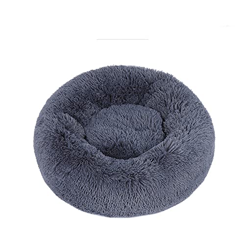 Lukery Hundebett Katzenbett Flauschig Rund aus Plüsch, Kuscheliges Donut Hundekissen und Katzenkissen Weiches Plüsch Hundeliege für Kleine, Mittelgroße und Große Haustiere (110CM,dunkelgrau) von Lukery