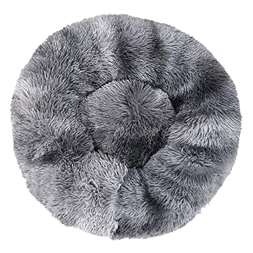 Lukery Hundebett Katzenbett Flauschig Rund aus Plüsch, Kuscheliges Donut Hundekissen und Katzenkissen Weiches Plüsch Hundeliege für Kleine, Mittelgroße und Große Haustiere (110CM,dunkelgrau) von Lukery
