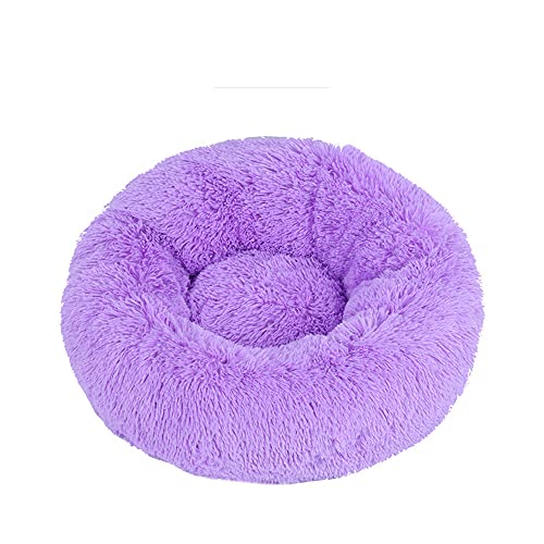 Lukery Hundebett Katzenbett Flauschig Rund aus Plüsch, Kuscheliges Donut Hundekissen und Katzenkissen Weiches Plüsch Hundeliege für Kleine, Mittelgroße und Große Haustiere (110CM,lila) von Lukery