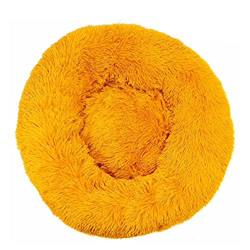 Lukery Hundebett Katzenbett Flauschig Rund aus Plüsch, Kuscheliges Donut Hundekissen und Katzenkissen Weiches Plüsch Hundeliege für Kleine, Mittelgroße und Große Haustiere (40CM,Kurkuma) von Lukery