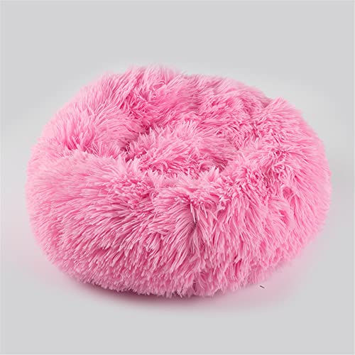 Lukery Hundebett Katzenbett Flauschig Rund aus Plüsch, Kuscheliges Donut Hundekissen und Katzenkissen Weiches Plüsch Hundeliege für Kleine, Mittelgroße und Große Haustiere (40CM,Rosa) von Lukery