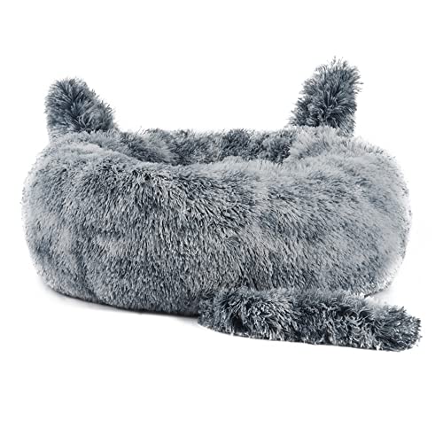 Lukery Hundebett Katzenbett Flauschig Rund aus Plüsch, Kuscheliges Donut Hundekissen und Katzenkissen Weiches Plüsch Hundeliege für Kleine, Mittelgroße und Große Haustiere (40CM,Schiefergrau) von Lukery