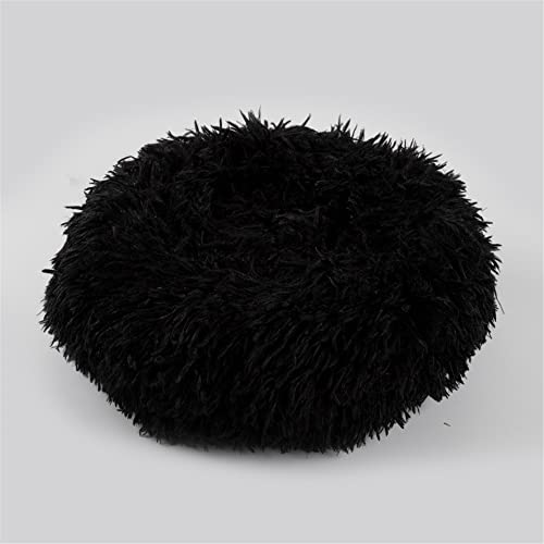 Lukery Hundebett Katzenbett Flauschig Rund aus Plüsch, Kuscheliges Donut Hundekissen und Katzenkissen Weiches Plüsch Hundeliege für Kleine, Mittelgroße und Große Haustiere (40CM,schwarz) von Lukery