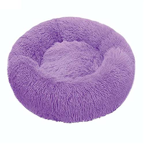 Lukery Hundebett Katzenbett Flauschig Rund aus Plüsch, Kuscheliges Donut Hundekissen und Katzenkissen Weiches Plüsch Hundeliege für Kleine, Mittelgroße und Große Haustiere (50CM,lila) von Lukery