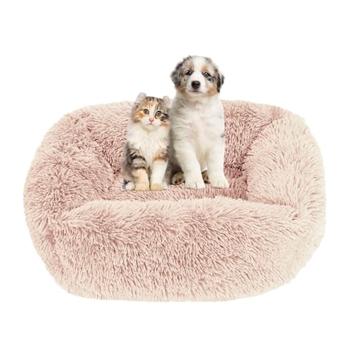 Lukery Hundebett Katzenbett Flauschig Rund aus Plüsch, Kuscheliges Donut Hundekissen und Katzenkissen Weiches Plüsch Hundeliege für Kleine, Mittelgroße und Große Haustiere (55X45CM,Khaki) von Lukery