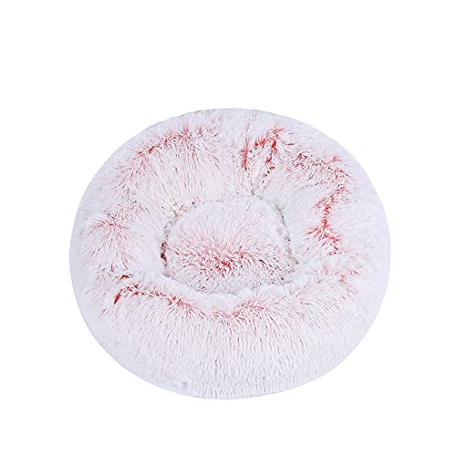 Lukery Hundebett Katzenbett Flauschig Rund aus Plüsch, Kuscheliges Donut Hundekissen und Katzenkissen Weiches Plüsch Hundeliege für Kleine, Mittelgroße und Große Haustiere (60CM,Farbverlauf rosa 1) von Lukery