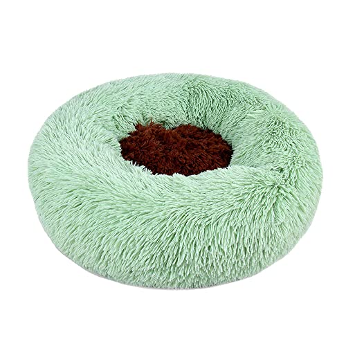 Lukery Hundebett Katzenbett Flauschig Rund aus Plüsch, Kuscheliges Donut Hundekissen und Katzenkissen Weiches Plüsch Hundeliege für Kleine, Mittelgroße und Große Haustiere (60CM,grün) von Lukery