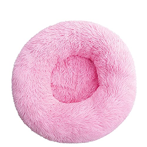 Lukery Hundebett Katzenbett Flauschig Rund aus Plüsch, Kuscheliges Donut Hundekissen und Katzenkissen Weiches Plüsch Hundeliege für Kleine, Mittelgroße und Große Haustiere (60CM,rosa) von Lukery