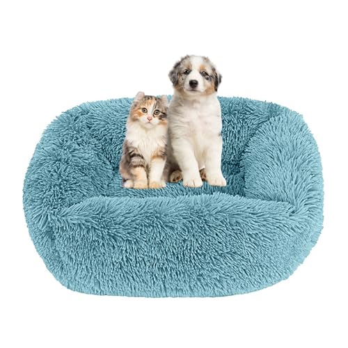 Lukery Hundebett Katzenbett Flauschig Rund aus Plüsch, Kuscheliges Donut Hundekissen und Katzenkissen Weiches Plüsch Hundeliege für Kleine, Mittelgroße und Große Haustiere (65X55CM,Smaragdgrün) von Lukery