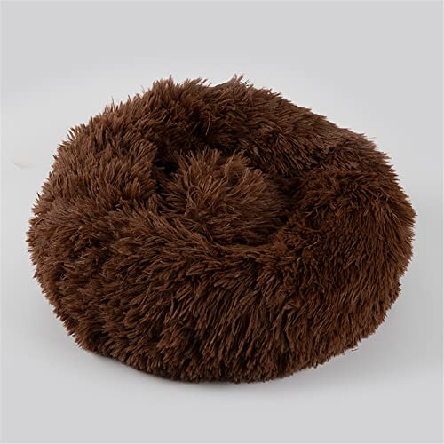 Lukery Hundebett Katzenbett Flauschig Rund aus Plüsch, Kuscheliges Donut Hundekissen und Katzenkissen Weiches Plüsch Hundeliege für Kleine, Mittelgroße und Große Haustiere (70CM,Braun) von Lukery