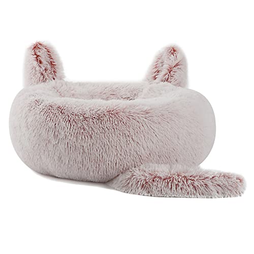 Lukery Hundebett Katzenbett Flauschig Rund aus Plüsch, Kuscheliges Donut Hundekissen und Katzenkissen Weiches Plüsch Hundeliege für Kleine, Mittelgroße und Große Haustiere (70CM,Hellrosa) von Lukery