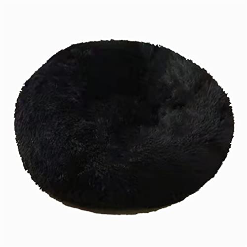 Lukery Hundebett Katzenbett Flauschig Rund aus Plüsch, Kuscheliges Donut Hundekissen und Katzenkissen Weiches Plüsch Hundeliege für Kleine, Mittelgroße und Große Haustiere (70CM,Schwarz) von Lukery