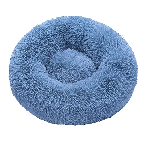 Lukery Hundebett Katzenbett Flauschig Rund aus Plüsch, Kuscheliges Donut Hundekissen und Katzenkissen Weiches Plüsch Hundeliege für Kleine, Mittelgroße und Große Haustiere (70CM,blau) von Lukery