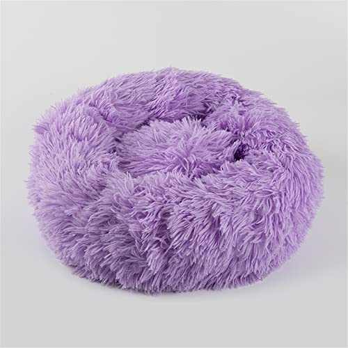 Lukery Hundebett Katzenbett Flauschig Rund aus Plüsch, Kuscheliges Donut Hundekissen und Katzenkissen Weiches Plüsch Hundeliege für Kleine, Mittelgroße und Große Haustiere (70CM,lila) von Lukery