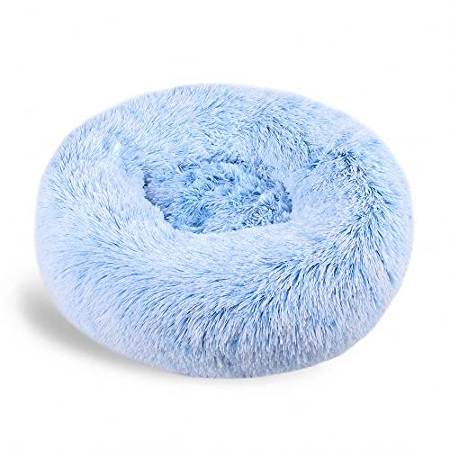 Lukery Hundebett Katzenbett Flauschig Rund aus Plüsch, Kuscheliges Donut Hundekissen und Katzenkissen Weiches Plüsch Hundeliege für Kleine, Mittelgroße und Große Haustiere (75CM,Blauer Farbverlauf) von Lukery