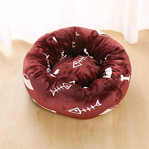 Lukery Hundebett Katzenbett Flauschig Rund aus Plüsch, Kuscheliges Donut Hundekissen und Katzenkissen Weiches Plüsch Hundeliege für Kleine, Mittelgroße und Große Haustiere (80CM,Fischgräten) von Lukery