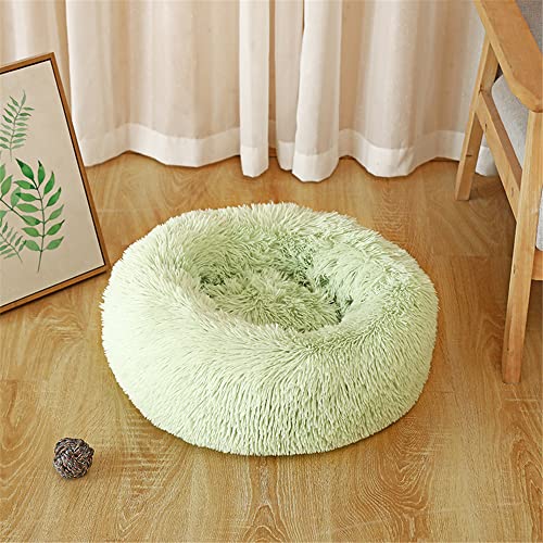 Lukery Hundebett Katzenbett Flauschig Rund aus Plüsch, Kuscheliges Donut Hundekissen und Katzenkissen Weiches Plüsch Hundeliege für Kleine, Mittelgroße und Große Haustiere (80CM,Grün) von Lukery