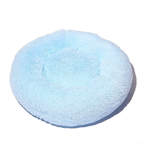 Lukery Hundebett Katzenbett Flauschig Rund aus Plüsch, Kuscheliges Donut Hundekissen und Katzenkissen Weiches Plüsch Hundeliege für Kleine, Mittelgroße und Große Haustiere (80CM,Himmelblau) von Lukery