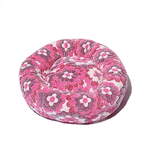 Lukery Hundebett Katzenbett Flauschig Rund aus Plüsch, Kuscheliges Donut Hundekissen und Katzenkissen Weiches Plüsch Hundeliege für Kleine, Mittelgroße und Große Haustiere (80CM,Rote Blumen) von Lukery