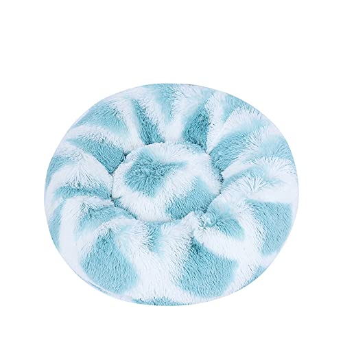 Lukery Hundebett Katzenbett Flauschig Rund aus Plüsch, Kuscheliges Donut Hundekissen und Katzenkissen Weiches Plüsch Hundeliege für Kleine, Mittelgroße und Große Haustiere (80CM,Weiß-blau) von Lukery