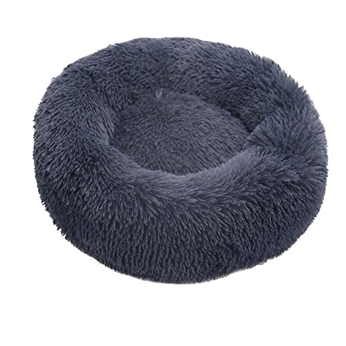 Lukery Hundebett Katzenbett Flauschig Rund aus Plüsch, Kuscheliges Donut Hundekissen und Katzenkissen Weiches Plüsch Hundeliege für Kleine, Mittelgroße und Große Haustiere (80CM,dunkelgrau) von Lukery