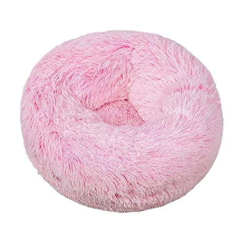 Lukery Hundebett Katzenbett Flauschig Rund aus Plüsch, Kuscheliges Donut Hundekissen und Katzenkissen Weiches Plüsch Hundeliege für Kleine, Mittelgroße und Große Haustiere (90CM,Rosa) von Lukery