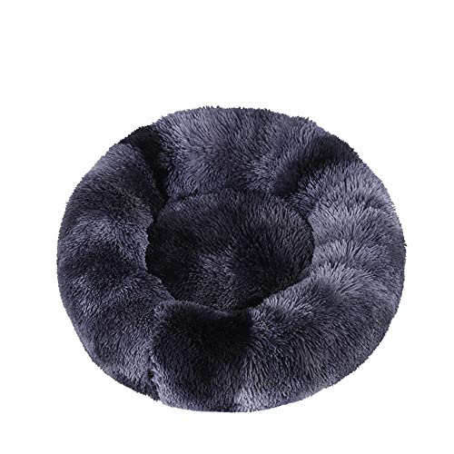 Lukery Hundebett Katzenbett Flauschig Rund aus Plüsch, Kuscheliges Donut Hundekissen und Katzenkissen Weiches Plüsch Hundeliege für Kleine, Mittelgroße und Große Haustiere (90CM,Tie-dye dunkelgrau) von Lukery