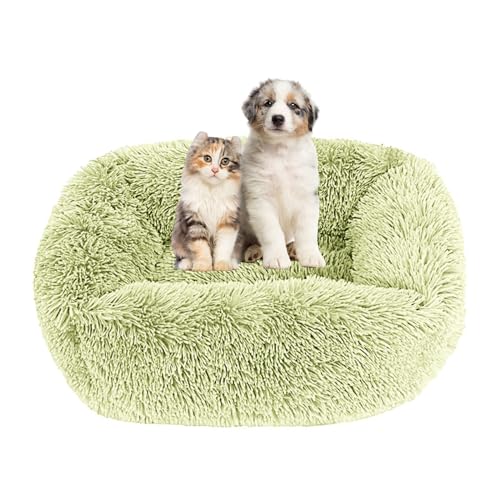 Lukery Hundebett Katzenbett Flauschig Rund aus Plüsch, Kuscheliges Donut Hundekissen und Katzenkissen Weiches Plüsch Hundeliege für Kleine, Mittelgroße und Große Haustiere (95X75CM,Hellgrün) von Lukery