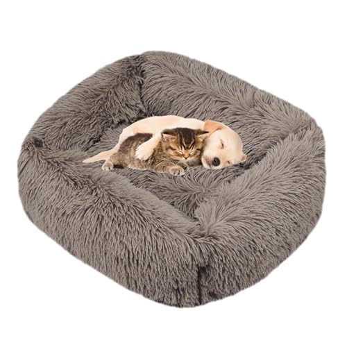 Lukery Hundebett Katzenbett Flauschig Rund aus Plüsch, Kuscheliges Donut Hundekissen und Katzenkissen Weiches Plüsch Hundeliege für Kleine, Mittelgroße und Große Haustiere (Hellbraun,XL(95X75)) von Lukery