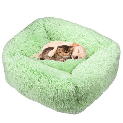 Lukery Hundebett Katzenbett Flauschig Rund aus Plüsch, Kuscheliges Donut Hundekissen und Katzenkissen Weiches Plüsch Hundeliege für Kleine, Mittelgroße und Große Haustiere (Hellgrün,XXL(110x90)) von Lukery