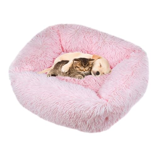 Lukery Hundebett Katzenbett Flauschig Rund aus Plüsch, Kuscheliges Donut Hundekissen und Katzenkissen Weiches Plüsch Hundeliege für Kleine, Mittelgroße und Große Haustiere (Hellrosa,XS(45X35)) von Lukery