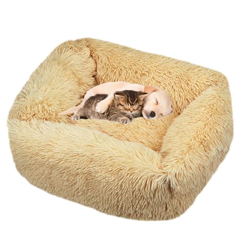 Lukery Hundebett Katzenbett Flauschig Rund aus Plüsch, Kuscheliges Donut Hundekissen und Katzenkissen Weiches Plüsch Hundeliege für Kleine, Mittelgroße und Große Haustiere (Kamel,XXL(110x90)) von Lukery