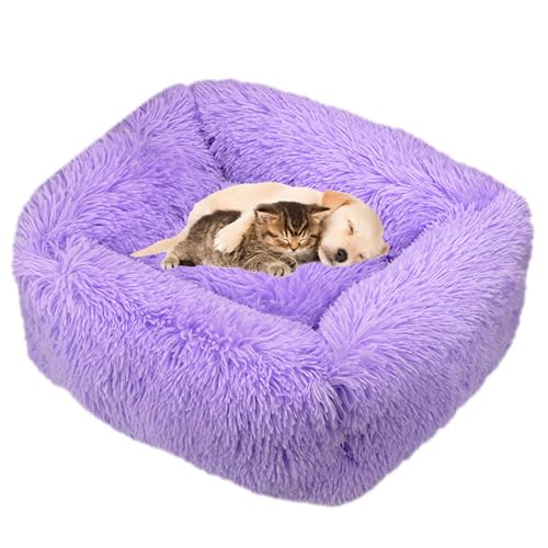 Lukery Hundebett Katzenbett Flauschig Rund aus Plüsch, Kuscheliges Donut Hundekissen und Katzenkissen Weiches Plüsch Hundeliege für Kleine, Mittelgroße und Große Haustiere (Lila,XXL(110x90)) von Lukery