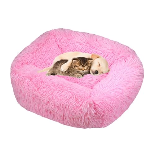 Lukery Hundebett Katzenbett Flauschig Rund aus Plüsch, Kuscheliges Donut Hundekissen und Katzenkissen Weiches Plüsch Hundeliege für Kleine, Mittelgroße und Große Haustiere (Rosa,XS(45X35)) von Lukery