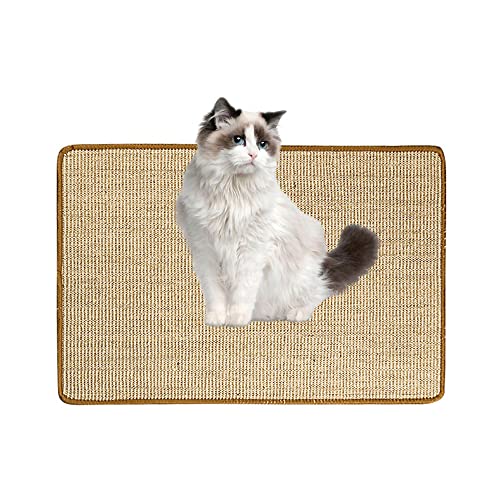 Lukery Kratzmatte Katzen, Natürlicher Sisal Kratzteppich Kratzbretter Katze für rutschfest und verschleißfest Schützen Teppiche Und Sofas (40x60cm,Khaki) von Lukery