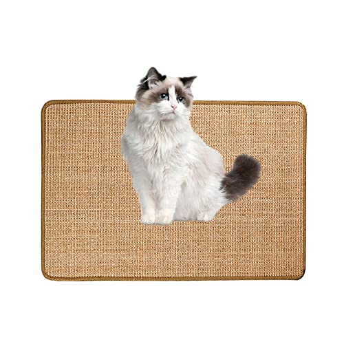 Lukery Kratzmatte Katzen, Natürlicher Sisal Kratzteppich Kratzbretter Katze für rutschfest und verschleißfest Schützen Teppiche Und Sofas (50x80cm,Braun) von Lukery