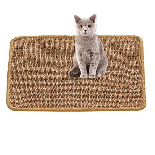 Lukery Kratzmatte Katzen, Natürlicher Sisal Kratzteppich Kratzbretter Katze für rutschfest und verschleißfest Schützen Teppiche und Sofas (30x40cm,Braun) von Lukery