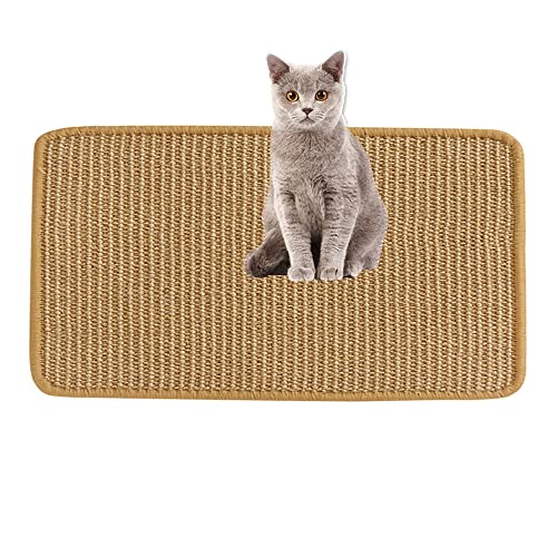 Lukery Kratzmatte Katzen, Natürlicher Sisal Kratzteppich Kratzbretter Katze für rutschfest und verschleißfest Schützen Teppiche und Sofas (30x40cm,Helles Khaki) von Lukery