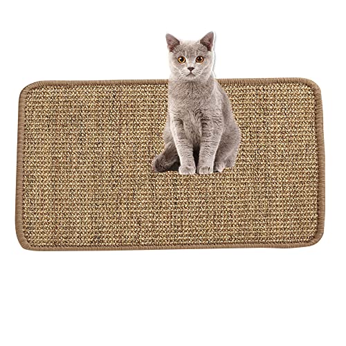 Lukery Kratzmatte Katzen, Natürlicher Sisal Kratzteppich Kratzbretter Katze für rutschfest und verschleißfest Schützen Teppiche und Sofas (40x60cm,Hellbraun) von Lukery