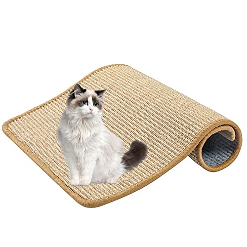 Lukery Kratzmatte Katzen, Natürlicher Sisal Kratzteppich Kratzbretter Katze für rutschfest und verschleißfest Schützen Teppiche und Sofas (50x80cm,Khaki) von Lukery