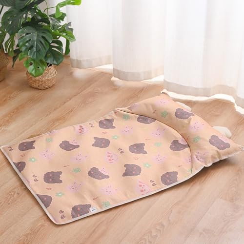 Lukery Kühlmatte für Hunde Katze, Kühlbett für Sommer Natürliche Kühlung Hundekühlmatte Waschbar Kühlendes Hundebett Eisseide für Zuhause Unterwegs oder im Auto (L(97 * 66cm),Süßer Bär) von Lukery
