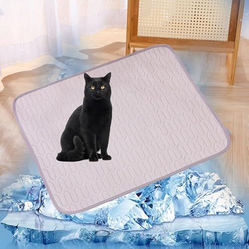 Lukery Kühlmatte für Hunde Katze, Kühlbett für Sommer Natürliche Kühlung Hundekühlmatte Waschbar Kühlendes Hundebett Eisseide für Zuhause Unterwegs oder im Auto (M-62 * 50cm,Grau) von Lukery