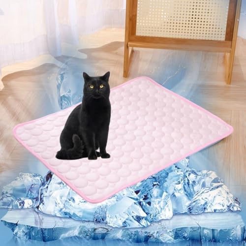 Lukery Kühlmatte für Hunde Katze, Kühlbett für Sommer Natürliche Kühlung Hundekühlmatte Waschbar Kühlendes Hundebett Eisseide für Zuhause Unterwegs oder im Auto (M-62x50cm,Rosa) von Lukery