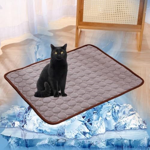 Lukery Kühlmatte für Hunde Katze, Kühlbett für Sommer Natürliche Kühlung Hundekühlmatte Waschbar Kühlendes Hundebett Eisseide für Zuhause Unterwegs oder im Auto (XL-100x75cm,Braun) von Lukery