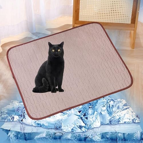 Lukery Kühlmatte für Hunde Katze, Kühlbett für Sommer Natürliche Kühlung Hundekühlmatte Waschbar Kühlendes Hundebett Eisseide für Zuhause Unterwegs oder im Auto (XS-40 * 30cm,Braun) von Lukery