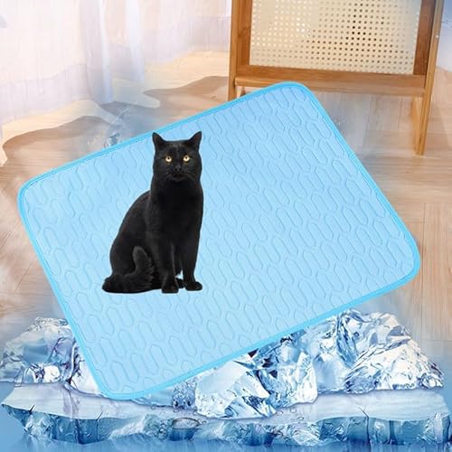 Lukery Kühlmatte für Hunde Katze, Kühlbett für Sommer Natürliche Kühlung Hundekühlmatte Waschbar Kühlendes Hundebett Eisseide für Zuhause Unterwegs oder im Auto (XXL-150 * 100cm,Blau) von Lukery