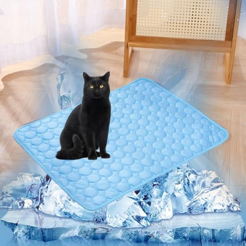 Lukery Kühlmatte für Hunde Katze, Kühlbett für Sommer Natürliche Kühlung Hundekühlmatte Waschbar Kühlendes Hundebett Eisseide für Zuhause Unterwegs oder im Auto (XXL-150x100cm,Blau) von Lukery